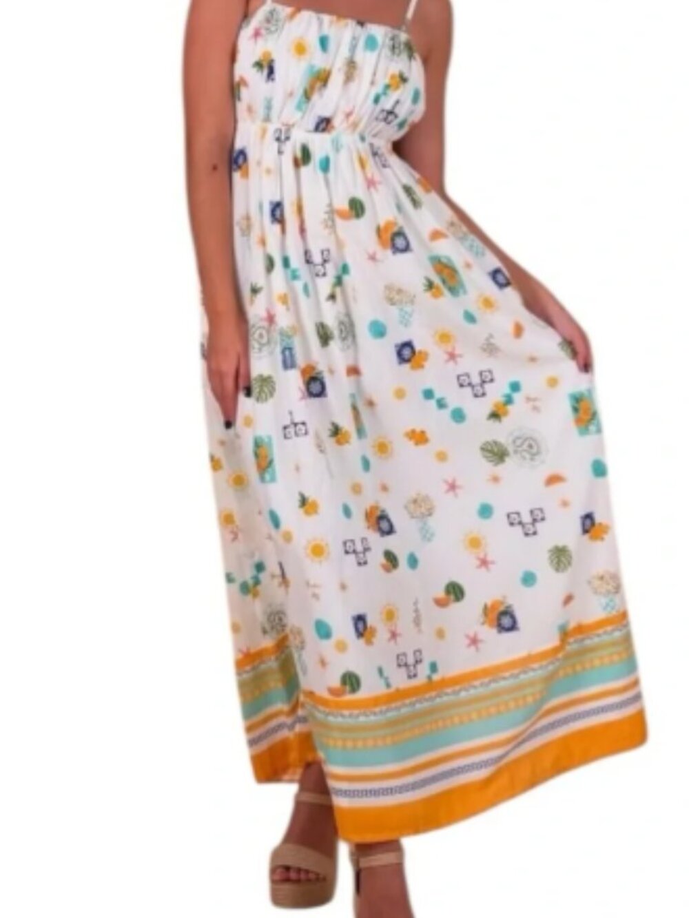 Japna Women’s Size Small Summer Dress – Peach & Watermelon Print